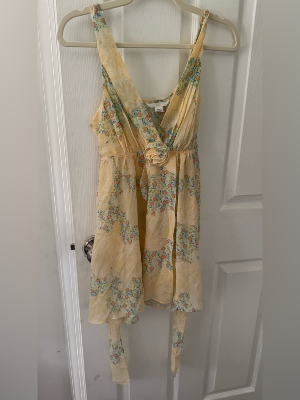 Flora Nikrooz Light Yellow Floral Wrap Dress
